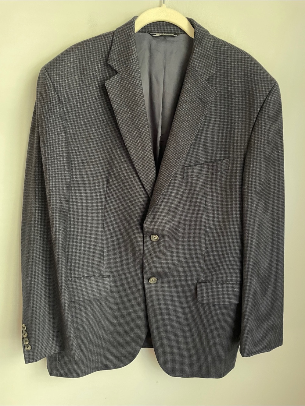 Jack Victor Blue Gray Plaid Wool Sport Coat Jacket Size 44R